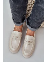 Lakované dámské mokasíny s ozdobnou hračkou medvěd béžové Wulinea