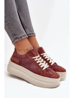 Semišové tenisky na masivní platformě Zazoo N1270S3 Fialové