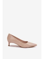 Lakované lodičky na nízkém podpatku Béžové Girela