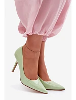 Klasické lakované lodičky z imitace kůže Zelené Odira