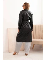 Dámský kabát z eko kůže  4467 Černá - K-Fashion