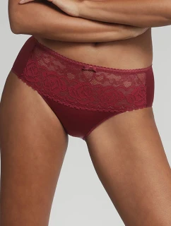 Dámské krajkové kalhotky PLAYTEX FLOWER ELEGANCE RCS MIDI BRIEF - PLAYTEX - tmavě červená
