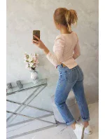 Halenka s buff rukávy pudrově růžová Halenka s buff rukávy pudrově růžová