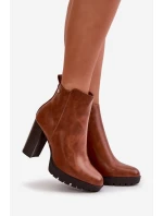 Dámské zimní botky na vysokém podpatku se zipem Camel Bioria
