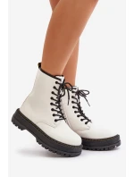 Zateplené boty worker z eko kůže na zip bílé Naleli Zateplené boty worker z eko kůže na zip bílé Naleli