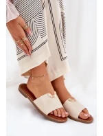 Dámské Pantofle Eko Kůže S Dekorativními Detaily Béžové Mevith