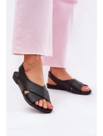 Dámské kožené sandály černé Zazoo 40407