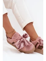 Dámské tenisky s semišovou mašlí růžové Ashlyn