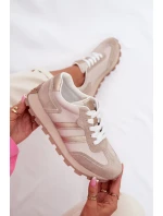 Kožené dámské tenisky na platformě S.Barski LR61-7096 Béžové