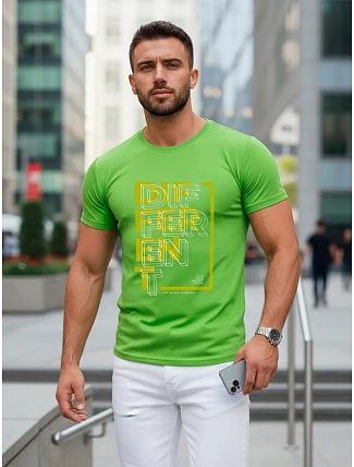 Pánské tričko s potiskem limetkově zelené barvy FashionStreet NX5008R