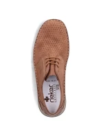 Kožené polobotky Rieker M RKR528 hnědé s ažurovým vzorem