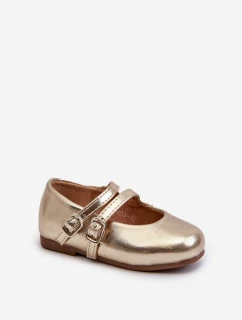 Dětské baletky s proužky zlaté Margenis