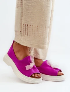 Zazoo 2939 Semišové Dámské Sandály S Mašlí Fuchsie