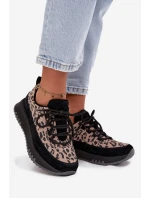 Semišové zateplené dámské tenisky na platformě Vinceza 66836 Panterka Černé