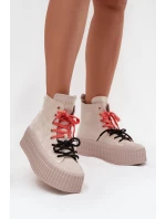 Semišové zateplené dámské tenisky na robustní platformě GOE SS2N4047 béžové