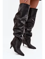 Nazouvací dámské kozačky na jehlovém podpatku černé Ysolienne Nazouvací dámské kozačky na jehlovém podpatku černé Ysolienne