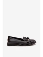 Dámské polobotky na ploché podrážce s ozdobnými květinami Černé Tavillette