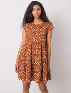 Dámské šaty D50051Z30268 001 Hnědá s květy - FPrice