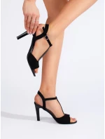 Jedinečné  sandály dámské černé na jehlovém podpatku