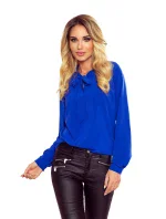 Světle modrá dámská halenka s vázáním ve přední části 140-11