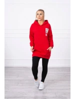 Mikina s kapucí a nášivkami červená Mikina s kapucí a nášivkami červená