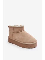 Modní semišové nízké sněhule jasně béžové Nucca