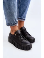 Dámská kožená polobotka na tlusté podešvi Zazoo 2919 černá Dámská kožená polobotka na tlusté podešvi Zazoo 2919 černá