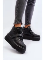 Zazoo 3392/X Dámské Kožené Sportovní Boty na Platformě Černé