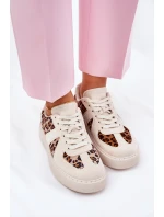 Dámské sneakers s leopardím vzorem na platformě béžové Nativira