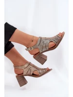 Dámské Sandály S Prořezávaným Designem Na Podpatku Zlaté Tosine