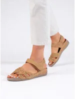 Luxusní dámské sandály hnědé na klínku Luxusní dámské sandály hnědé na klínku