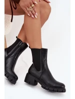 Dámské Botky Na Klocku Eko Kůže Černé Kyra