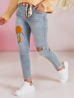 Dámské džínové kalhoty slim fit s páskem GIRLHOOD modré FashionStreet UY2484