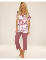 Pyžamo De Lafense 777 Violet kr/r 3XL-4XL