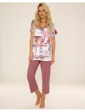 Pyžamo De Lafense 777 Violet kr/r 3XL-4XL