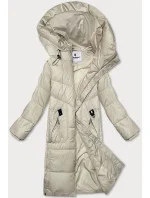 Dámská zimní bunda v barvě ecru s kapucí Glakate (LU-24246#) Dámská zimní bunda v barvě ecru s kapucí Glakate (LU-24246#)