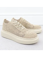 Dámská obuv na platformě se šněrováním béžová Vinceza 17371