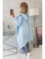 Dlouhý kabát s kapucí modrý