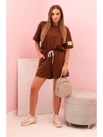 Dámská souprava s máslem a šortkami s vysokým pasem čokoládová Dámská souprava s máslem a šortkami s vysokým pasem čokoládová
