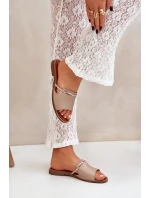 Kožené Pantofle Tmavě Béžové Lewski Shoes 3047