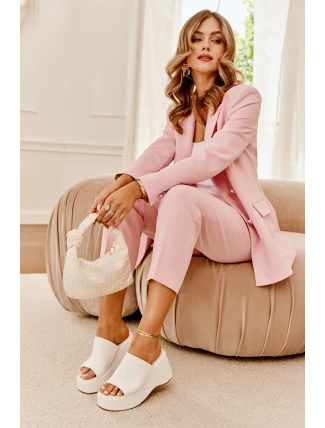 Eko Kožené Pantofle Dámské Na Platformě A Klínu Bílé Kisoffi