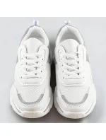 Bílo-šedé dámské sneakersy s brokátovými vsadkami (LU-2) Bílo-šedé dámské sneakersy s brokátovými vsadkami (LU-2)