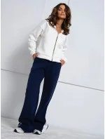 Bílo-tmavě modrý hrubší dámský bavlněný komplet s rozepínací mikinou (503) Bílo-tmavě modrý hrubší dámský bavlněný komplet s rozepínací mikinou (503)