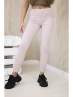 Bavlněné kalhoty s kapsami vzadu tmavě pudrově růžová Bavlněné kalhoty s kapsami vzadu tmavě pudrově růžová