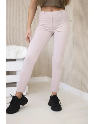 Bavlněné kalhoty s kapsami vzadu tmavě pudrově růžová Bavlněné kalhoty s kapsami vzadu tmavě pudrově růžová