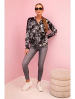 Dámská mikina se zvířecím potiskem na zip šedá Dámská mikina se zvířecím potiskem na zip šedá