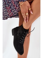 Šněrovací Boty S Ažurovým Vzorem S.Barski HY51-136 Černé