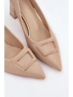 Lodičky Na Podpatku S Dekorativní Přezkou Nude Seriva