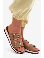 Dámské pantofle se zlatými sponami Inblu CP000061 světle hnědé