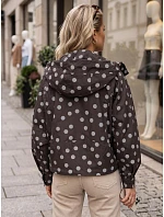 Dámská přechodová bunda s puntíky a kapucí, hnědá, FashionStreet TY6036 Dámská přechodová bunda s puntíky a kapucí, hnědá, FashionStreet TY6036